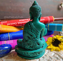 Load image into Gallery viewer, 6&quot; Medicine Buddha Statue - Green Resin - Peace + Health + Healing