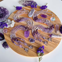 Load image into Gallery viewer, Cultivating Inner Peace - 108 Mala Bead Necklace - AAA Rubies + Lavender Amethyst + Aura Quartz + Lavender Amethyst Guru - Amethyst Beaded Tassel