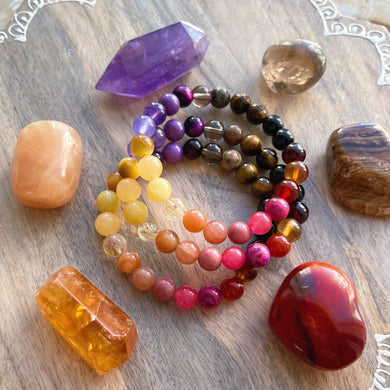 Ancient Sunlight - Sunset Gemstone Stretch Mala Bracelet