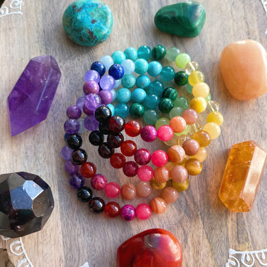 Kaleidoscope - Rainbow Gemstone Stretch Mala Bracelet