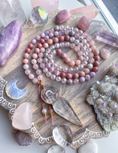 Load image into Gallery viewer, Awakening the Goddess - Quartz Goddess Carving + Thulite 108 Mala Bead Necklace