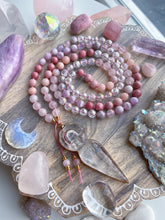 Load image into Gallery viewer, Awakening the Goddess - Quartz Goddess Carving + Thulite 108 Mala Bead Necklace