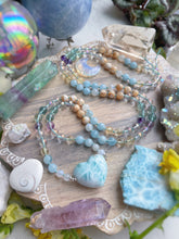 Load image into Gallery viewer, Heart of Atlantis - Larimar Heart + AAA Fluorite + AAA Rainbow Moonstone + Citrine + Mother of Pearl + Aura Quartz + Aquamarine