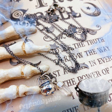 Load image into Gallery viewer, Witches Brew Charm Necklace - 925 Sterling Triple Moon Cauldron
