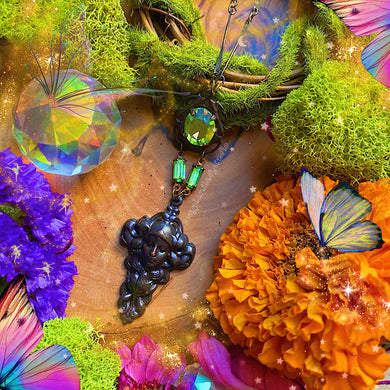 Persephone - Goddess of the Underworld + Peridot Swarovski Necklace