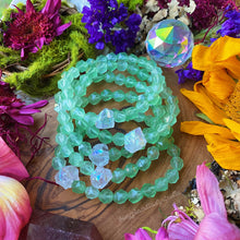 Load image into Gallery viewer, Fairy Wing Bracelet - Raw Angel Aura + Star Cut Natural Green Chalcedony