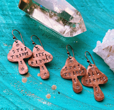 Stay Trippy - Boho Hand Stamped Earrings