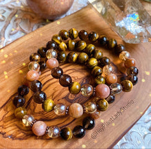Load image into Gallery viewer, Resilience Mala Bracelet - Smoky Quartz + Sunstone + Tigers Eye + Bronzite