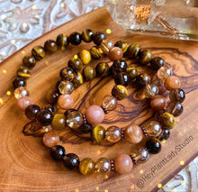 Load image into Gallery viewer, Resilience Mala Bracelet - Smoky Quartz + Sunstone + Tigers Eye + Bronzite