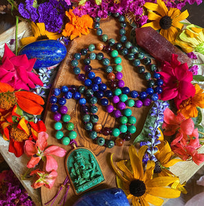 Good Karma - 108 AAA African Sodalite + Kambaba Jasper Mala Necklace