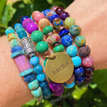 Load image into Gallery viewer, Water Lilies Bracelet - Lampwork Glass + Lapis Bracelet