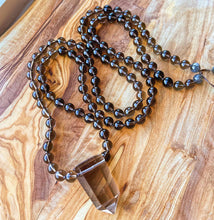 Load image into Gallery viewer, Soothing Smoky Mala Necklace - 108 Smoky Quartz + Labradorite