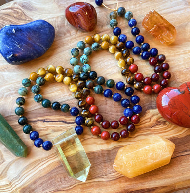 Wisdom of the Mountains - 108 Citrine, Sodalite, Tigers Eye, Sandalwood, Kambaba Jasper