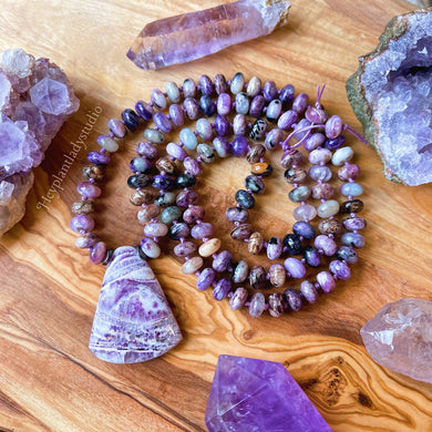 The Healer's Helper - 108 - Charoite + Lepidolite Mala Necklace