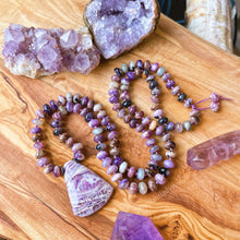 Load image into Gallery viewer, The Healer&#39;s Helper - 108 - Charoite + Lepidolite Mala Necklace