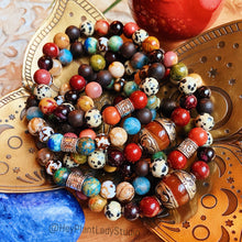 Load image into Gallery viewer, Insight Bracelet - Tibetan OM Mantra + Azurite + Dendritic Opal + Apatite