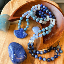 Load image into Gallery viewer, Purify the Soul Mala Necklace  - 108 - Sodalite, Selenite, Aquamarine, Blue Chalcedony, Rainbow Moonstone