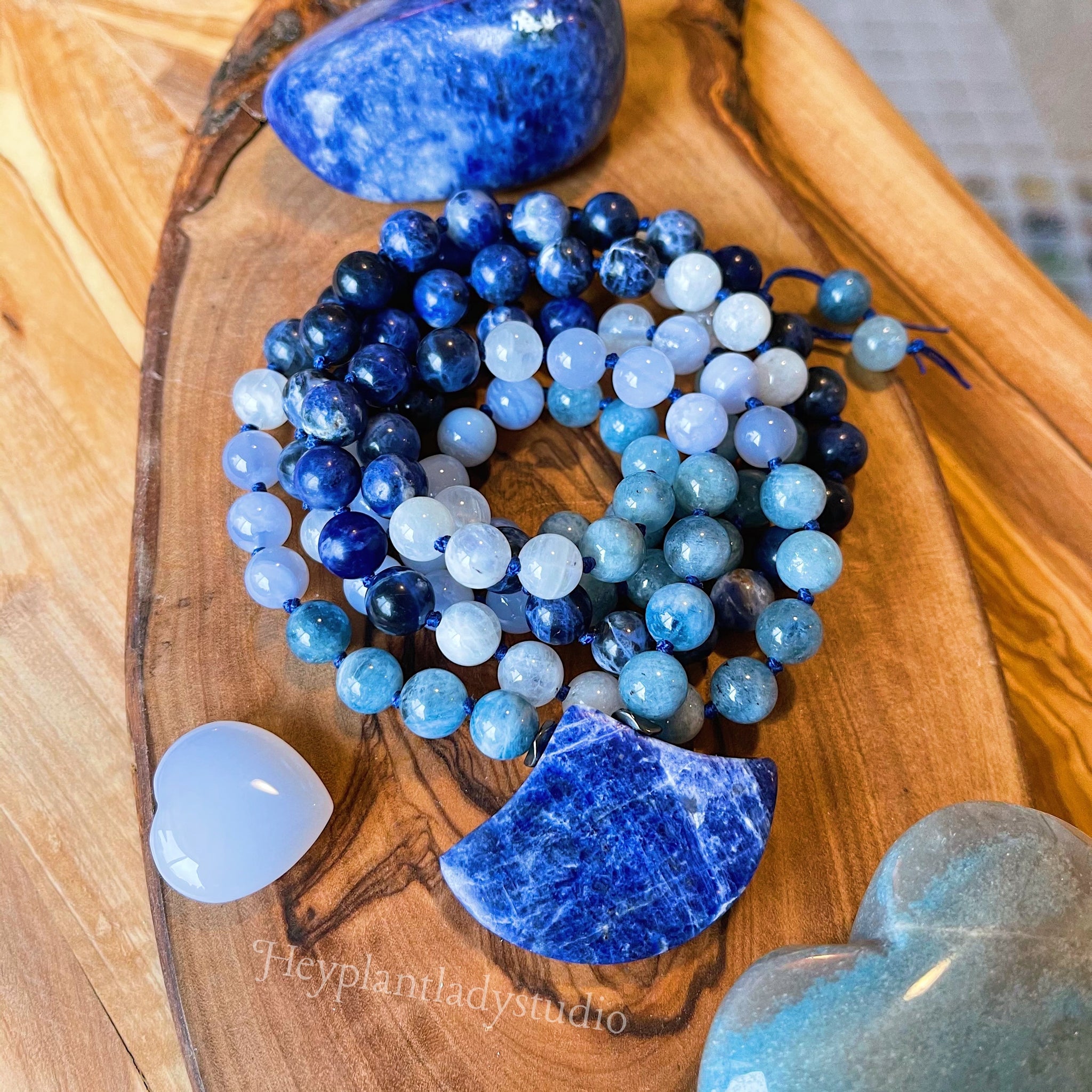 Blue Chalcedony, Blue Chalcedony Mala Beads