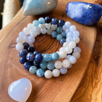 Purify the Soul Bracelet - Aquamarine, Rainbow Moonstone, Blue Chalcedony, Sodalite