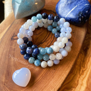 Purify the Soul Bracelet - Aquamarine, Rainbow Moonstone, Blue Chalcedony, Sodalite