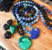 Load image into Gallery viewer, Transformation + Protection Mala Necklace  - 108 - Malachite, Black Tourmaline, Onyx