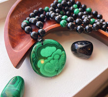 Load image into Gallery viewer, Transformation + Protection Mala Necklace  - 108 - Malachite, Black Tourmaline, Onyx