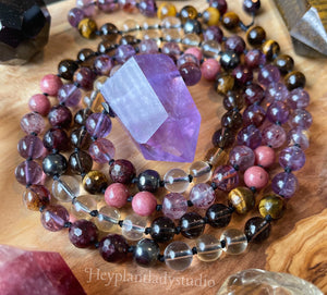 Radiant Soul - 108 - Amethyst, Citrine, Rhodonite, Strawberry Quartz, Smoky/Clear Quartz, Garnet, Hematite, Tigers Eye
