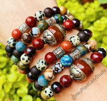 Load image into Gallery viewer, Insight Bracelet - Tibetan OM Mantra + Azurite + Dendritic Opal + Apatite