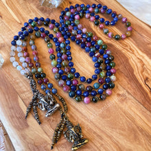 Load image into Gallery viewer, Peace - 108 - Luxe Rainbow Tourmaline + Blue Sapphire Mala