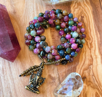 Peace - 108 - Luxe Rainbow Tourmaline + Blue Sapphire Mala