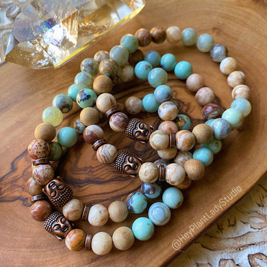 RESERVED — Rebirth Bracelet - Robins Egg Agate, Desert Jasper, and Sandalwood