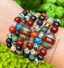 Load image into Gallery viewer, Insight Bracelet - Tibetan OM Mantra + Azurite + Dendritic Opal + Apatite