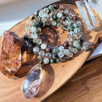 Vision to Reality - 108 - Garden Quartz(Lodolite) + Clear Quartz Mala