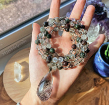 Load image into Gallery viewer, Vision to Reality - 108 - Garden Quartz(Lodolite) + Clear Quartz Mala