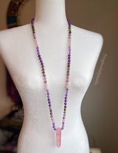 Load image into Gallery viewer, 108 Mala Necklace - Ocean Jasper, Rose Quartz, Kunzite, Phosphosiderite, and Amethyst