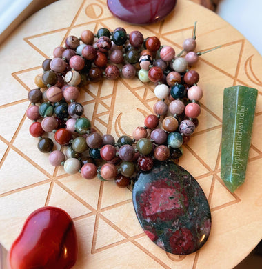 Nuture the Soul - 108 - Imperial Jasper, Ocean Jasper, Red Flower Picture Jasper, Bloodstone