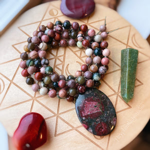 Nuture the Soul - 108 - Imperial Jasper, Ocean Jasper, Red Flower Picture Jasper, Bloodstone