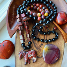 Load image into Gallery viewer, Determination - 108 - Poppy Jasper, Australian Mookaite, Black Agate, Ram Mala