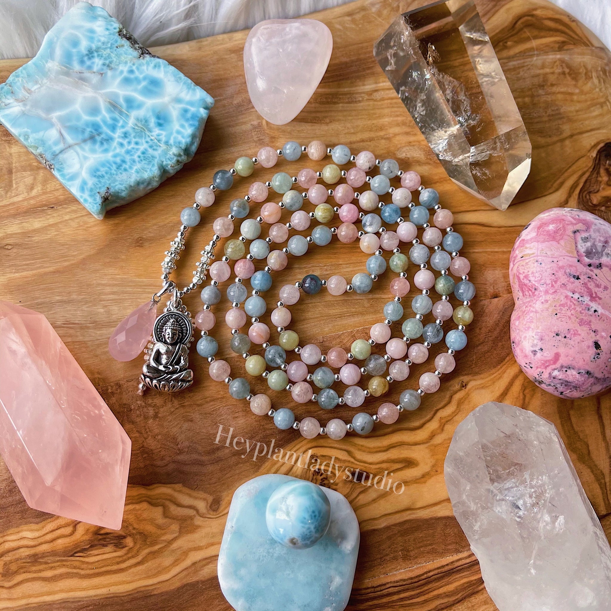 Open Heart 108 Luxe Rose Quartz Mixed Beryl Morganite