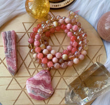 Load image into Gallery viewer, Sunset Skies - Rhodochrosite + Sunstone + Citrine + Gold Aura Quartz + Peruvian Pink Opal + Watermelon Jade + Mother of Pearl