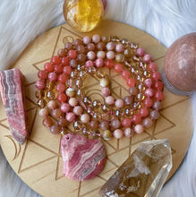 Load image into Gallery viewer, Sunset Skies - Rhodochrosite + Sunstone + Citrine + Gold Aura Quartz + Peruvian Pink Opal + Watermelon Jade + Mother of Pearl