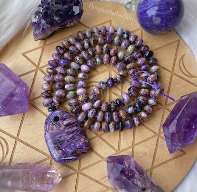Midnight Magic - 108 - Natural Charoite Mala Necklace