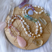 Load image into Gallery viewer, Rainbow Sherbet - Pearl + Pastel Rainbow Gemstone Mala Necklace
