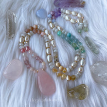 Load image into Gallery viewer, Rainbow Sherbet - Pearl + Pastel Rainbow Gemstone Mala Necklace