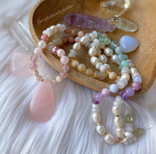 Load image into Gallery viewer, Rainbow Sherbet - Pearl + Pastel Rainbow Gemstone Mala Necklace