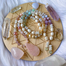 Load image into Gallery viewer, Rainbow Sherbet - Pearl + Pastel Rainbow Gemstone Mala Necklace