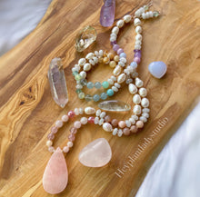 Load image into Gallery viewer, Rainbow Sherbet - Pearl + Pastel Rainbow Gemstone Mala Necklace