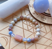 Load image into Gallery viewer, Ethereal Visions Set - Mala Necklace + Bracelet: Blue Lace Agate + Howlite + Sunstone + Opalite + Pink Zebra Jasper