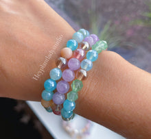 Load image into Gallery viewer, Pool Party Set of Three - Pastel Rainbow Gemstone Stretch Bracelet