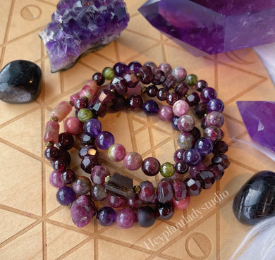 Berry Bliss Bracelet Set of Four - Jewel Tone Gemstone Stretch Bracelets